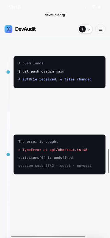 Push and error timeline